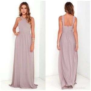 Lulu's AIR OF ROMANCE Maxi Dress TAUPE Sz Small